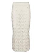 Knitted Skirt With Rhinest Detail Knälång Kjol Beige Mango