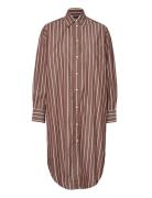 Os Striped Shirt Dress Knälång Klänning Brown GANT
