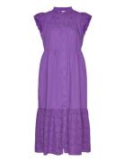 Yasviola Ss Long Shirt Dress S. Knälång Klänning Purple YAS