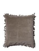 C'est Bon Cushion Cover Velvet Cotton W Fringe Grå