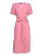 Myra Wrap Dress Knälång Klänning Pink Gina Tricot