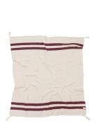 Lorena Canals Knitted Blanket Stripes Natural-Burgundy Beige