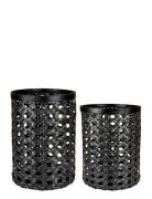 DAY Home Day Black Bamboo Strap Basket, Set Of 2Pcs Svart