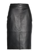 Slfmaily Hw Leather Skirt Noos Knälång Kjol Black Selected Femme