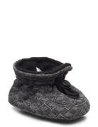 Cotton Jaquard Slippers Shoes Baby Booties Grey Melton