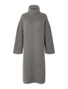 Selected Femme Slfnew Elina Ls Knit Highneck Dress B Grå