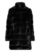 Quilted Faux-Fur Mockneck Coat Outerwear Faux Fur Black Lauren Ralph L...