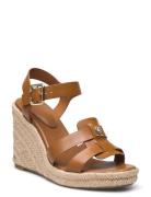 Espadrille High Wedge Leather Sandalette Med Klack Espadrilles Brown T...