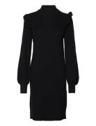 Objmalena L/S Ruffle Knit Dress Dresses Knitted Dresses Black Object