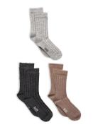 Minymo Wool Socks - Rib 3-Pack Grå