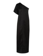 Calvin Klein Viscose Linen Shift Maxi Dress Svart