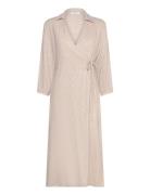 Mschjovene Ginia 3/4 Wrap Dress Knälång Klänning Beige MSCH Copenhagen