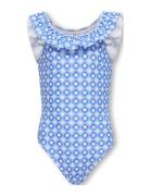 Kmgmaja Frill Swimsuit Acc Baddräkt Badkläder Blue Kids Only