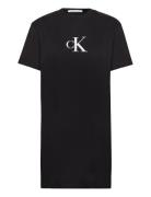 Satin Ck T-Shirt Dress Kort Klänning Black Calvin Klein Jeans