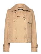 Lauren Ralph Lauren Short Double-Breasted Twill Trench Coat Beige