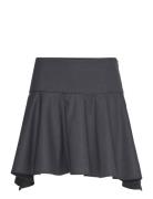 Wool Mini-Skirt With Asymmetrical Hem Kort Kjol Grey Mango