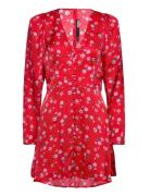 Printed V-Neck Mini Dress Kort Klänning Red ROTATE Birger Christensen