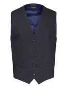 Lindbergh Black Technical Stretch Waistcoat Marinblå