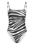 Mango Animal Print Swimsuit Svart