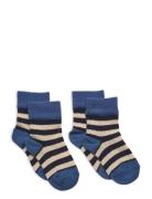 2 Pack Classic Striped Socks Sockor Strumpor Blue FUB