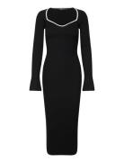 Contrast Knitted Dress Knälång Klänning Black Gina Tricot