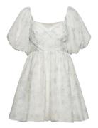Clara Off-The-Shoulder Printed Mini Dres Kort Klänning White Malina