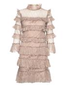 Carmine Frill Lace Mini Dress Designers Short Dress Beige Malina
