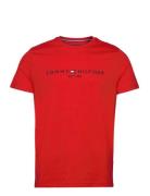 Tommy Logo Tee Tops T-shirts Short-sleeved Red Tommy Hilfiger