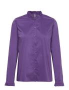 Cuantoinett Button Shirt Tops Shirts Long-sleeved Purple Culture