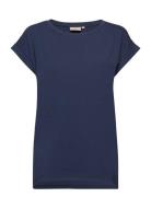 Sleeveless-Jersey Tops T-shirts & Tops Short-sleeved Blue Brandtex