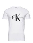 Core Monologo Slim Tee Tops T-shirts Short-sleeved White Calvin Klein ...