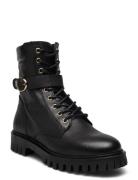 Buckle Lace Up Boot Shoes Boots Ankle Boots Laced Boots Black Tommy Hi...