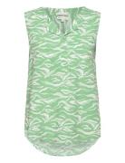 Blouse Top Printed Tops Blouses Sleeveless Green Tom Tailor