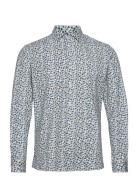 Clean Formal Aop Stretch Shirt Ls Tops Shirts Casual Blue Clean Cut Co...
