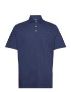 Classic Fit Cotton-Linen Polo Shirt Tops Polos Short-sleeved Navy Polo...