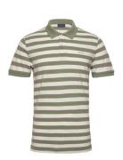 Multi Stripe Ss Pique Tops Polos Short-sleeved Khaki Green GANT