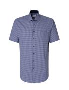 Business Kent Patch12 1/2 Tops Shirts Short-sleeved Navy Seidensticker