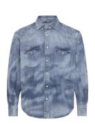 Rel Bleach Wash Western Shirt Tops Shirts Casual Blue GANT