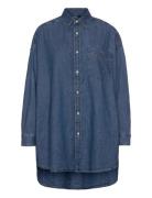 Over Long Denim Shirt Tops Shirts Long-sleeved Blue Polo Ralph Lauren