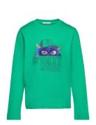 Longsleeve With Monster Print Tops T-shirts Long-sleeved T-shirts Gree...