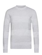 Tom Tailor Structure Stripe Crewneck Knit Grå