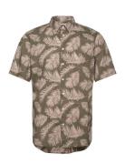 Cfanton Ss Palm Printed Shirt Tops Shirts Short-sleeved Khaki Green Ca...