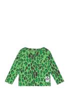 Leopard Raglan Ls Tee Tops T-shirts Long-sleeved T-shirts Green Mini R...