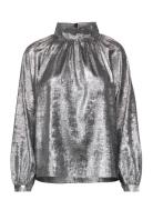 Slronya Blouse Ls Tops Blouses Long-sleeved Silver Soaked In Luxury