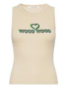 Nicole Rib Vest Tops T-shirts & Tops Sleeveless Beige Wood Wood