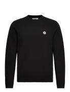 Tay Badge Lambswool Jumper Tops Knitwear Round Necks Black Double A By...