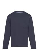 Long Sleeve Cotton T-Shirt Tops T-shirts Long-sleeved T-shirts Navy Ma...