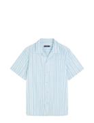 Elio Painted Stripe Reg Shirt Designers Shirts Short-sleeved Blue J. L...