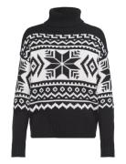 Fair Isle Wool-Blend Turtleneck Sweater Tops Knitwear Turtleneck Black...