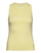 Sunfaded High Neck Rib Tank Top Tops T-shirts & Tops Sleeveless Yellow...